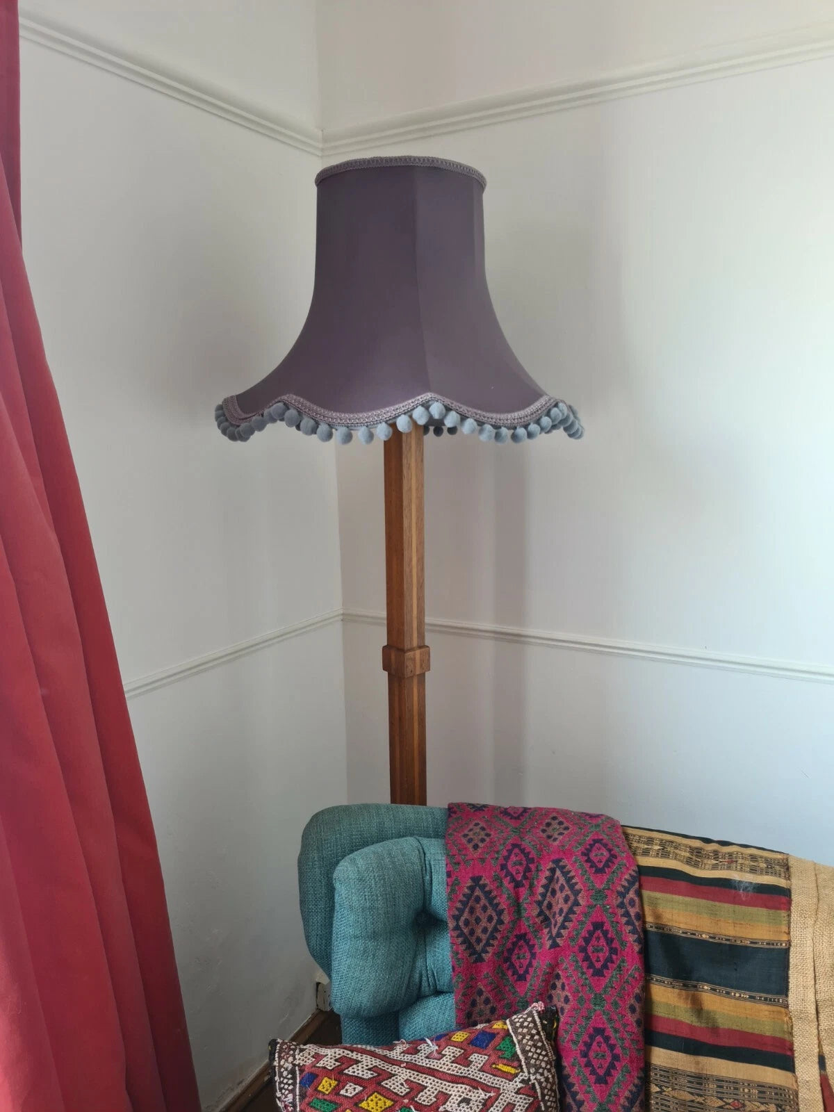 Handmade Lisa lampshade vintage shaped grey fabric standard lamp ceiling pendant