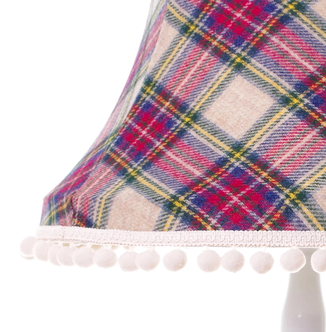 Tartan Lisa lampshade in white red green black for ceiling or standard lamp