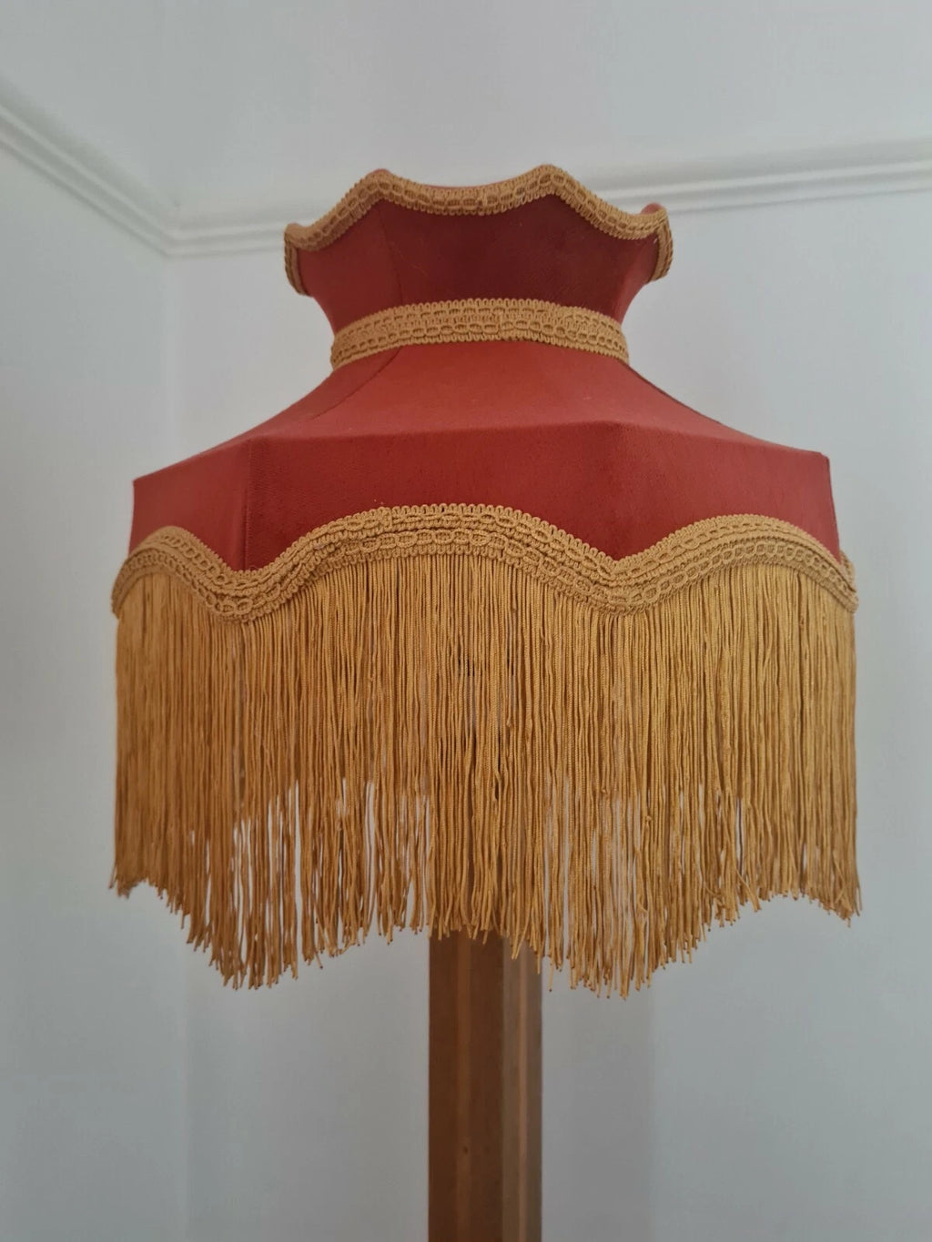 Burnt orange velvet lampshade crown shaped table light ceiling pendant standard