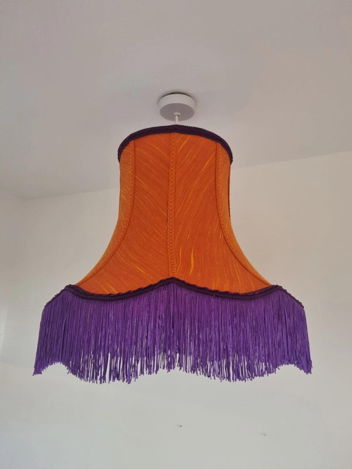 Handmade orange vintage lampshade purple fringe standard lamp ceiling pendant