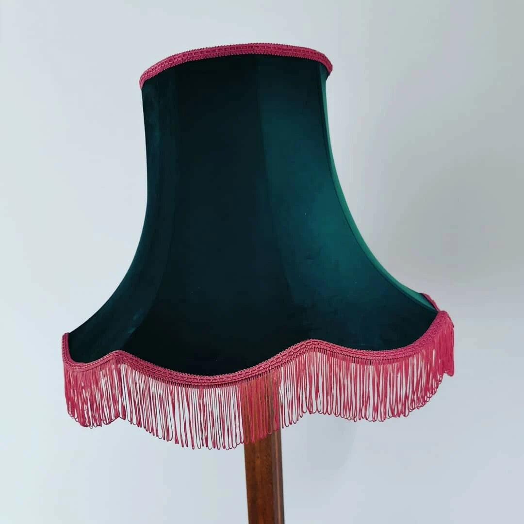 Handmade vintage  green and pink velvet lampshade for standard lamp or ceiling
