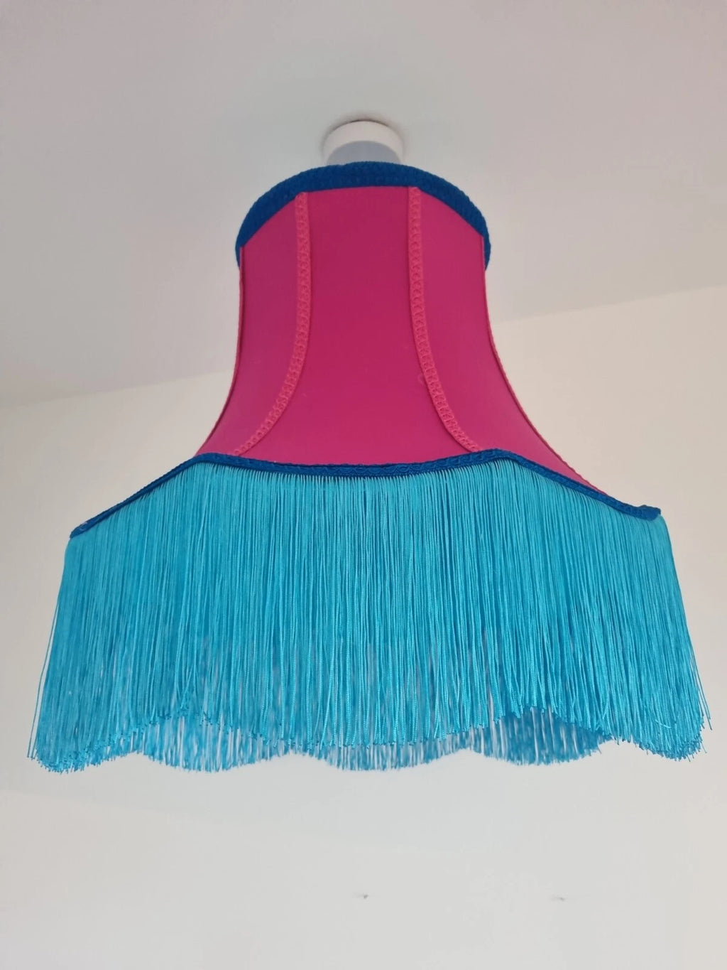 Handmade lampshade bright pink turquoise fabric standard lamp or ceiling lamp