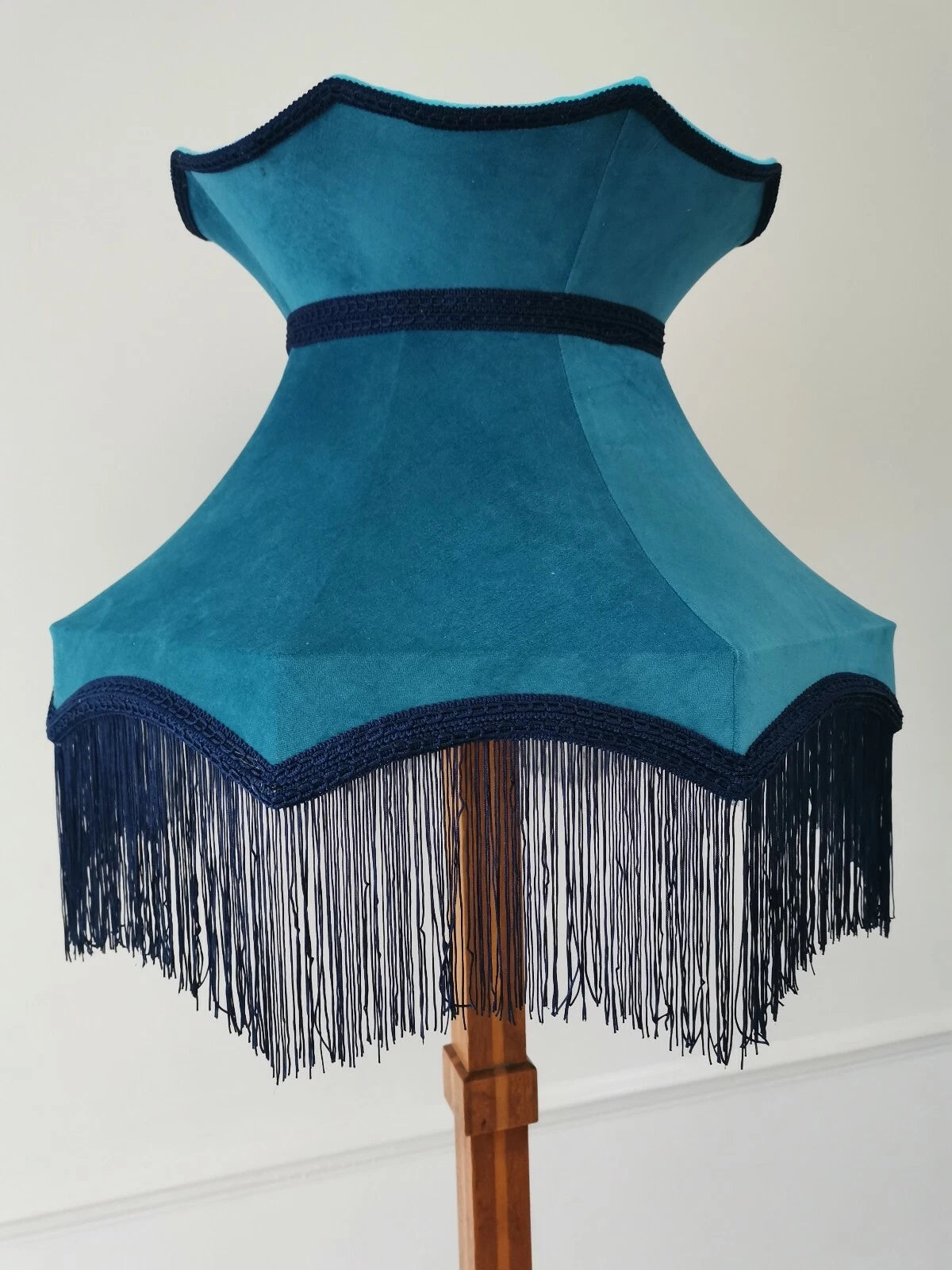 Handmade Lisa Lampshade standard lamp or ceiling pendant turquoise blue velvet