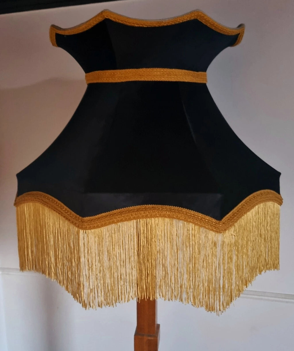 Handmade large crown lampshade Navy Blue velvet standard lamp pendant