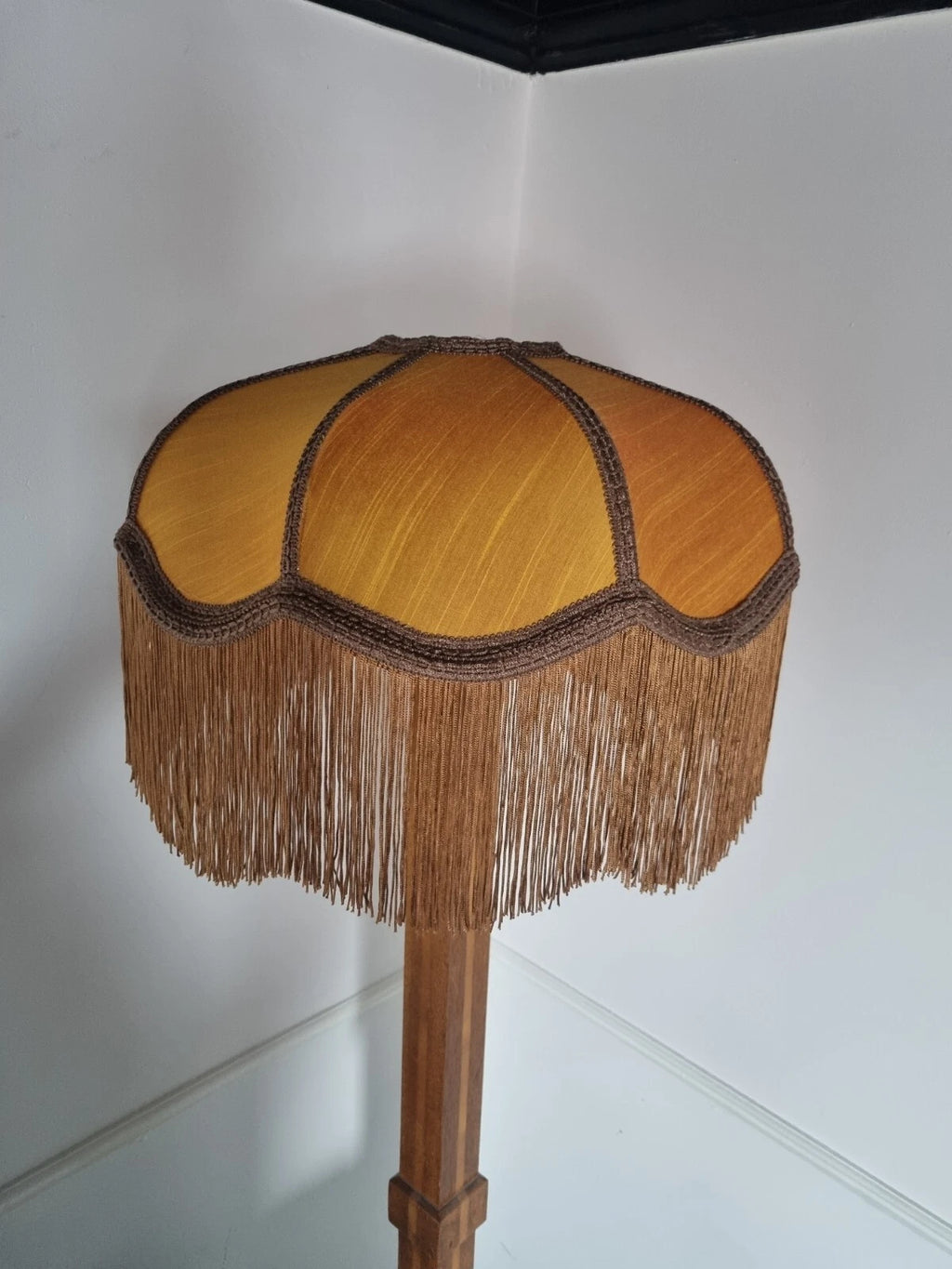 Handmade lampshade yellow gold silk pendant for standard lamp or ceiling light